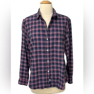 Frank & Eileen Grayson Hero Shirt Top Plaid Flannel Button Down Pink Blue Size M